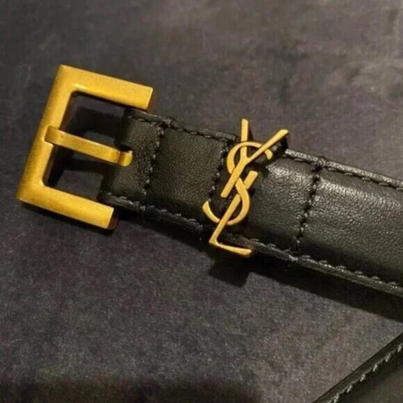 YSL Monogram Narrow Leather Slim Belt - Picture 3 of 7